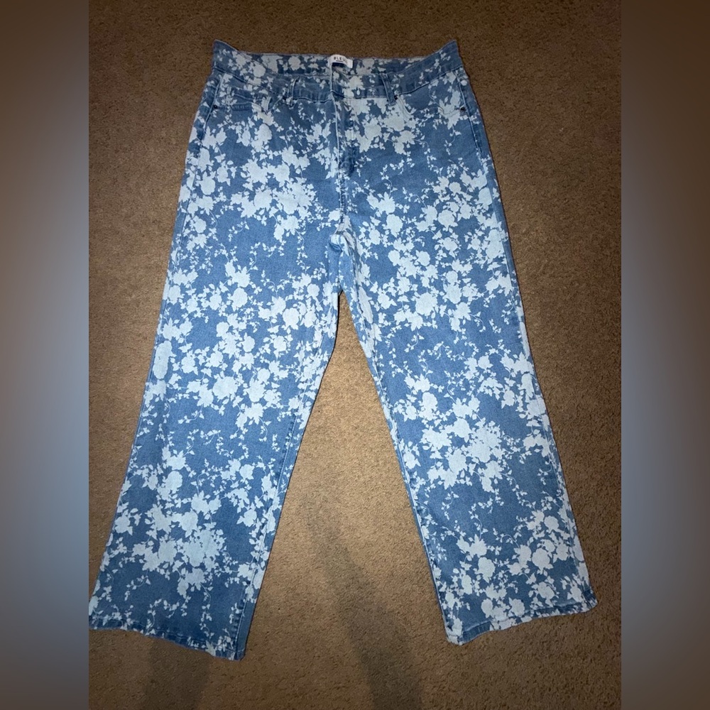 Bleu Floral Design Jeans